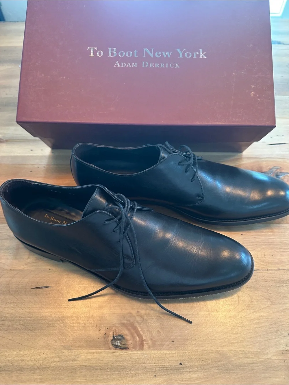 To Boot Black Leather Derby Oxfords